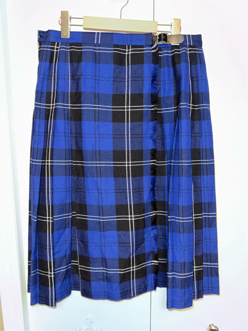 St Michael Vintage blue and black tartan kilt skirt